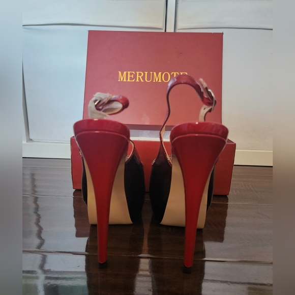 MERUMOTE Women's Slingback Shoes Peep Toe Platforms 6 Inch Heels Size 7 NWT - Picture 9 of 16